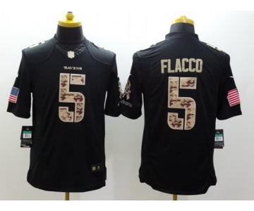Nike Baltimore Ravens #5 Joe Flacco Salute to Service Black Limited Jersey