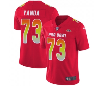 Nike Baltimore Ravens #73 Marshal Yanda Red Men's Stitched NFL Limited AFC 2019 Pro Bowl Jersey