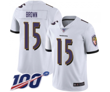 Nike Ravens #15 Marquise Brown White Men's Stitched NFL 100th Season Vapor Limited Jersey