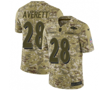 Nike Ravens #28 Anthony Averett Camo Men's Stitched NFL Limited 2018 Salute To Service Jersey