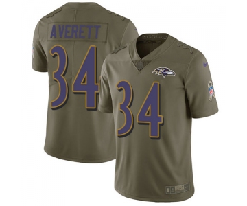 Nike Ravens #34 Anthony Averett Olive Men's Stitched NFL Limited 2017 Salute To Service Jersey