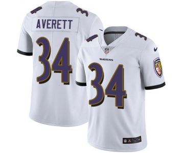 Nike Ravens #34 Anthony Averett White Men's Stitched NFL Vapor Untouchable Limited Jersey