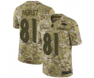 Nike Ravens #81 Hayden Hurst Camo Men's Stitched NFL Limited 2018 Salute To Service Jersey