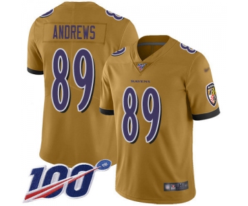 Nike Ravens #89 Mark Andrews Gold Men's Stitched NFL Limited Inverted Legend 100th Season Jersey
