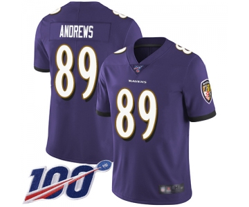 Nike Ravens #89 Mark Andrews Purple Team Color Men's Stitched NFL 100th Season Vapor Limited Jersey