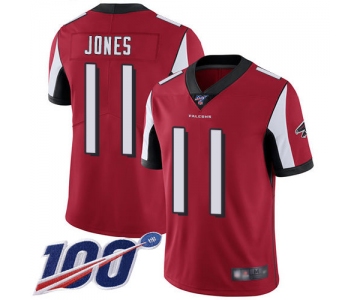 Falcons #11 Julio Jones Red Team Color Men's Stitched Football 100th Season Vapor Limited Jersey