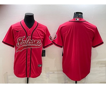 Men's Atlanta Falcons Blank Red With Patch Cool Base Stitched Baseball Jersey