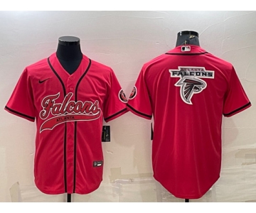 Men's Atlanta Falcons Red Team Big Logo With Patch Cool Base Stitched Baseball Jersey