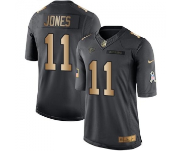 Nike Falcons #11 Julio Jones Black Men's Stitched NFL Limited Gold Salute To Service Jersey
