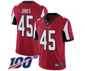 Nike Falcons #45 Deion Jones Red Team Color Men's Stitched NFL 100th Season Vapor Limited Jersey