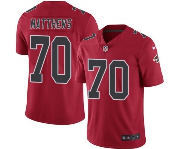 Nike Falcons #70 Jake Matthews Red Men's Stitched NFL Limited Rush Jersey