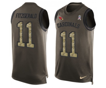 Men's Arizona Cardinals #11 Larry Fitzgerald Green Salute to Service Hot Pressing Player Name & Number Nike NFL Tank Top Jersey