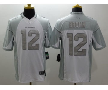 Men's Arizona Cardinals #12 John Brown White Platinum NFL Nike Limited Jersey