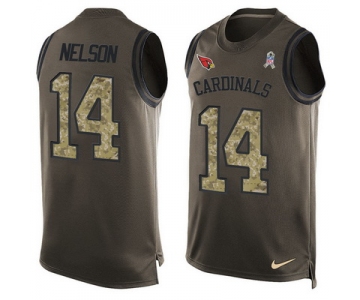 Men's Arizona Cardinals #14 J.J.Nelson Green Salute to Service Hot Pressing Player Name & Number Nike NFL Tank Top Jersey
