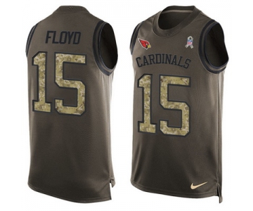 Men's Arizona Cardinals #15 Michael Floyd Green Salute to Service Hot Pressing Player Name & Number Nike NFL Tank Top Jersey