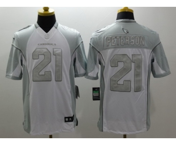 Men's Arizona Cardinals #21 Patrick Peterson White Platinum NFL Nike Limited Jersey