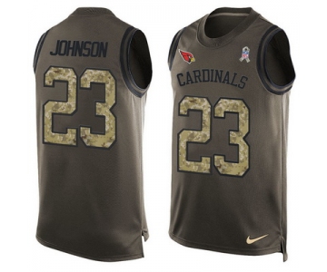 Men's Arizona Cardinals #23 Chris Johnson Green Salute to Service Hot Pressing Player Name & Number Nike NFL Tank Top Jersey
