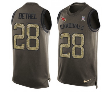 Men's Arizona Cardinals #28 Justin Bethel Green Salute to Service Hot Pressing Player Name & Number Nike NFL Tank Top Jersey