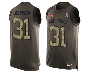 Men's Arizona Cardinals #31 David Johnson Green Salute to Service Hot Pressing Player Name & Number Nike NFL Tank Top Jersey