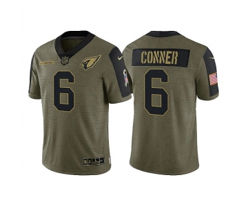 Men's Arizona Cardinals #6 James Conner 2021 Salute To Service Olive Limited Jersey