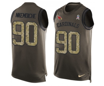 Men's Arizona Cardinals #90 Robert Nkemdiche Green Salute to Service Hot Pressing Player Name & Number Nike NFL Tank Top Jersey