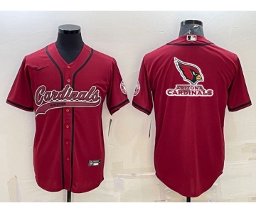 Men's Arizona Cardinals Red Team Big Logo With Patch Cool Base Stitched Baseball Jersey