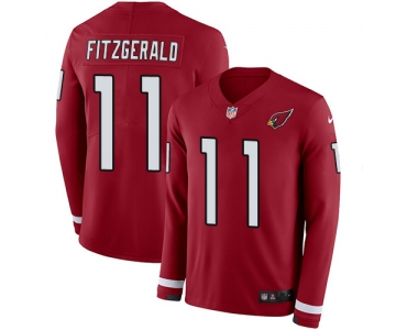 Nike Cardinals #11 Larry Fitzgerald Red Team Color Men's Stitched NFL Limited Therma Long Sleeve Jersey