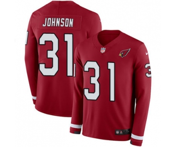 Nike Cardinals #31 David Johnson Red Team Color Men's Stitched NFL Limited Therma Long Sleeve Jersey