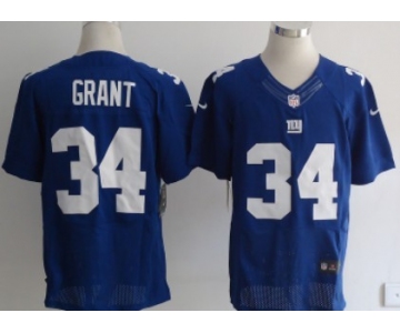 Nike New York Giants #34 Deon Grant Blue Elite Jersey