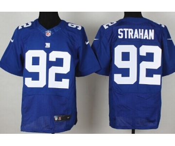 Nike New York Giants #92 Michael Strahan Blue Elite Jersey