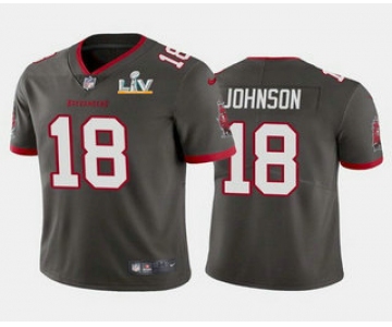 Men's Tampa Bay Buccaneers #18 Tyler Johnson Grey 2021 Super Bowl LV Limited Stitched NFL Jersey