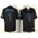 Nike Carolina Panthers #1 Cam Newton Lights Out Black Game Jersey