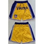 Men's Minnesota Vikings Yellow Just Don Swingman Throwback Shorts