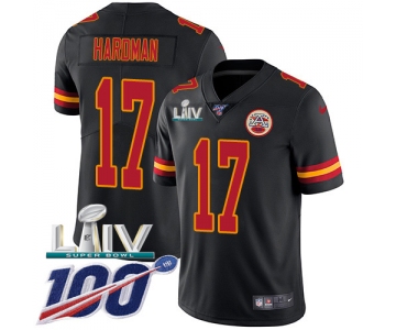 Nike Chiefs #17 Mecole Hardman Black Super Bowl LIV 2020 Youth Stitched NFL Limited Rush 100th Season Jersey