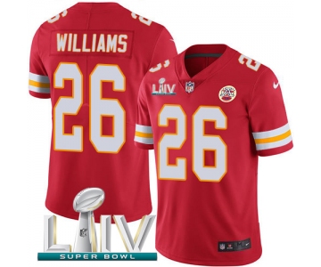 Nike Chiefs #26 Damien Williams Red Super Bowl LIV 2020 Team Color Youth Stitched NFL Vapor Untouchable Limited Jersey