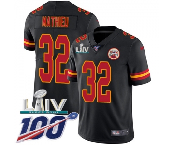 Nike Chiefs #32 Tyrann Mathieu Black Super Bowl LIV 2020 Youth Stitched NFL Limited Rush 100th Season Jersey