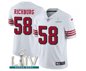 Nike 49ers #58 Weston Richburg White Super Bowl LIV 2020 Rush Youth Stitched NFL Vapor Untouchable Limited Jersey