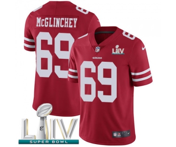 Nike 49ers #69 Mike McGlinchey Red Super Bowl LIV 2020 Team Color Youth Stitched NFL Vapor Untouchable Limited Jersey
