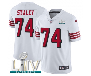 Nike 49ers #74 Joe Staley White Super Bowl LIV 2020 Rush Youth Stitched NFL Vapor Untouchable Limited Jersey