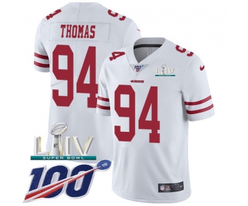 Nike 49ers #94 Solomon Thomas White Super Bowl LIV 2020 Youth Stitched NFL 100th Season Vapor Limited Jersey