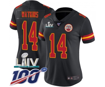 Nike Chiefs #14 Sammy Watkins Black Super Bowl LIV 2020 Women's Stitched NFL Limited Rush 100th Season Jersey