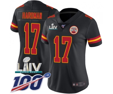 Nike Chiefs #17 Mecole Hardman Black Super Bowl LIV 2020 Women's Stitched NFL Limited Rush 100th Season Jersey