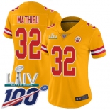 Nike Chiefs #32 Tyrann Mathieu Gold Super Bowl LIV 2020 Women's Stitched NFL Limited Inverted Legend 100th Season Jersey