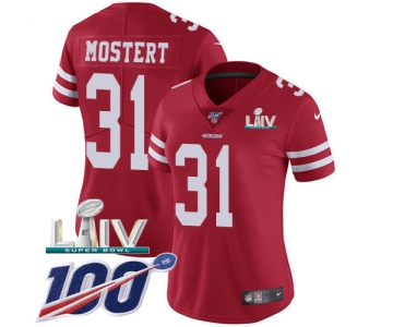 Nike 49ers #31 Raheem Mostert Red Super Bowl LIV 2020 Team Color Women's Stitched NFL 100th Season Vapor Untouchable Limited Jersey