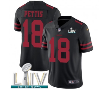 Nike 49ers #18 Dante Pettis Black Super Bowl LIV 2020 Alternate Men's Stitched NFL Vapor Untouchable Limited Jersey