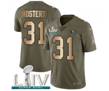 Nike 49ers #31 Raheem Mostert Olive Gold Super Bowl LIV 2020 Men's Stitched NFL Limited 2017 Salute To Service Jersey
