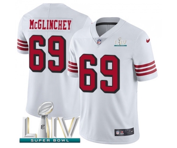 Nike 49ers #69 Mike McGlinchey White Super Bowl LIV 2020 Rush Men's Stitched NFL Vapor Untouchable Limited Jersey