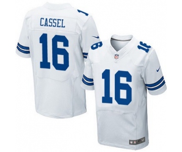 Men's Dallas Cowboys #16 Matt Cassel White Road NFL Nike Elite Jersey