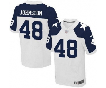 Men's Dallas Cowboys #48 Daryl Johnston White Thanksgiving Retired Player NFL Nike Elite Jersey