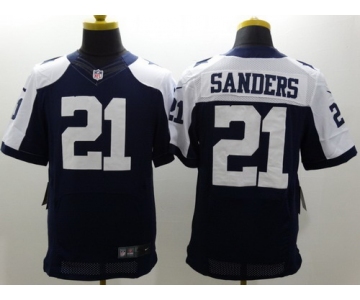 Nike Dallas Cowboys #21 Deion Sanders Blue Thanksgiving Elite Jersey